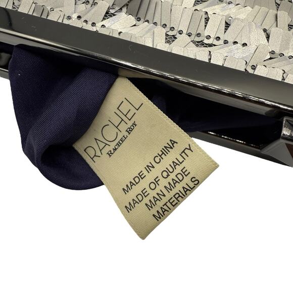 Rachel Roy Handbag Gray Silver Sequin Purse Clutch Bag Evening Cocktail - Picture 6 of 11